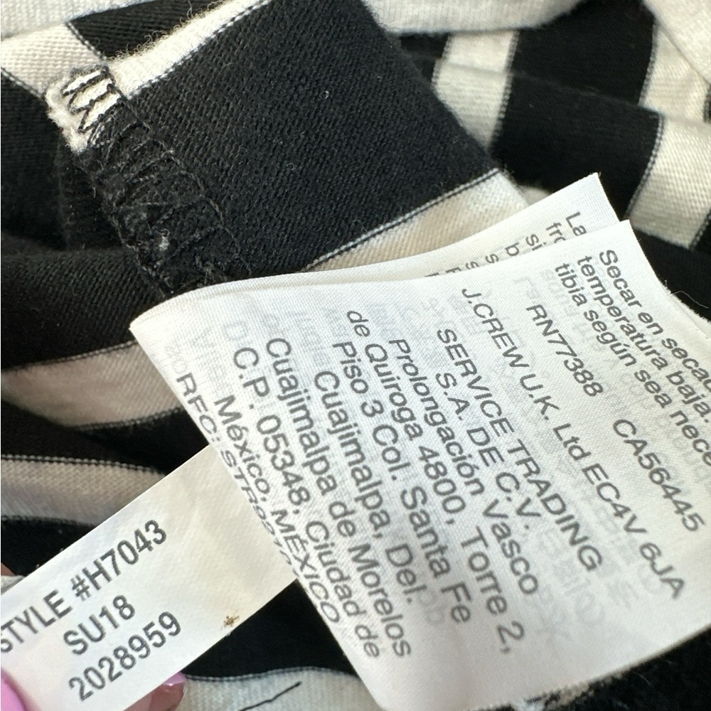 J. CREW Black and White Striped Ruffled Bell‎ Sleeve Shift Dress Womens Size M - Picture 10 of 10